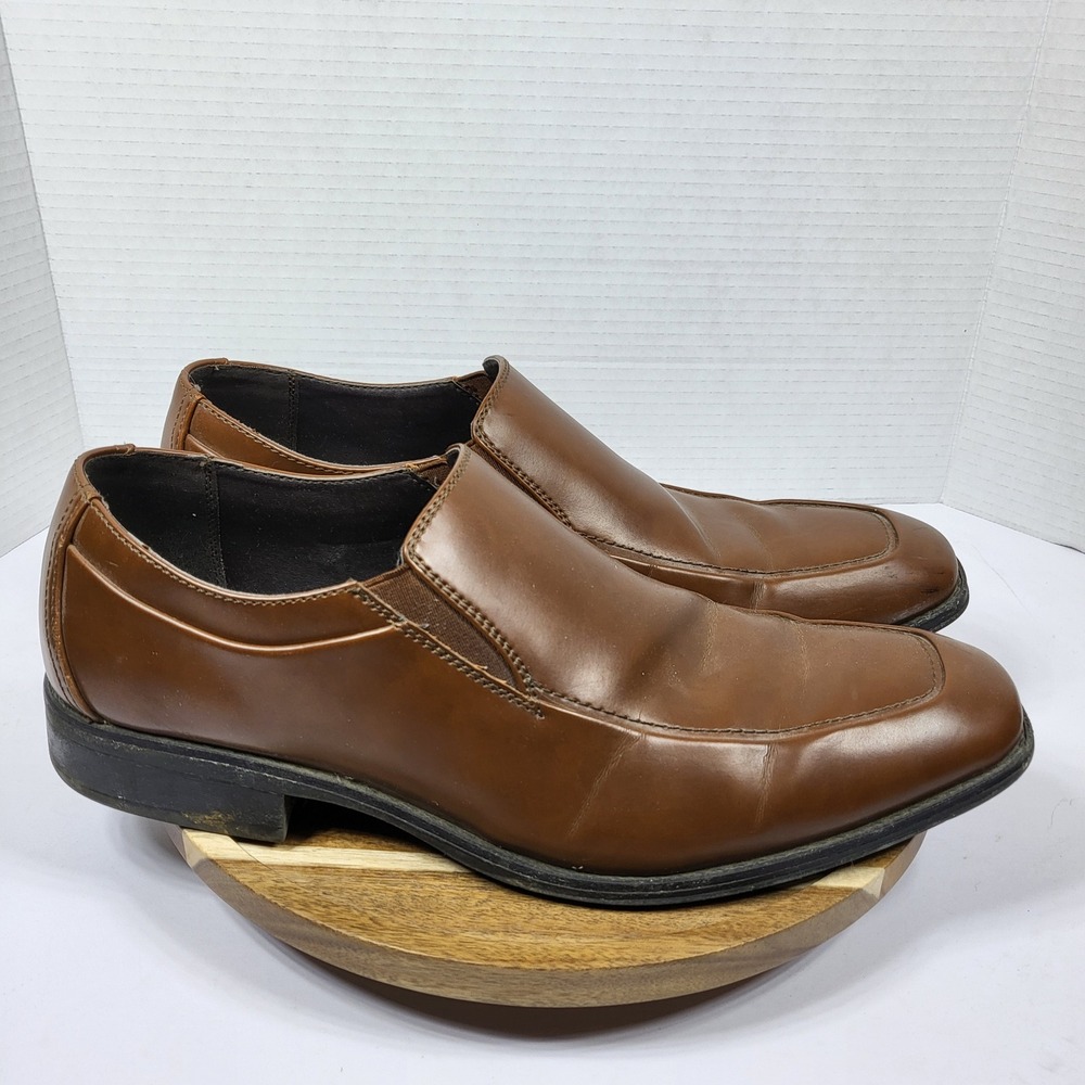 Apt 9 Shane Mens 12 Cognac Brown Square Toe Slip On Loafers APSHANECOGNAC‎